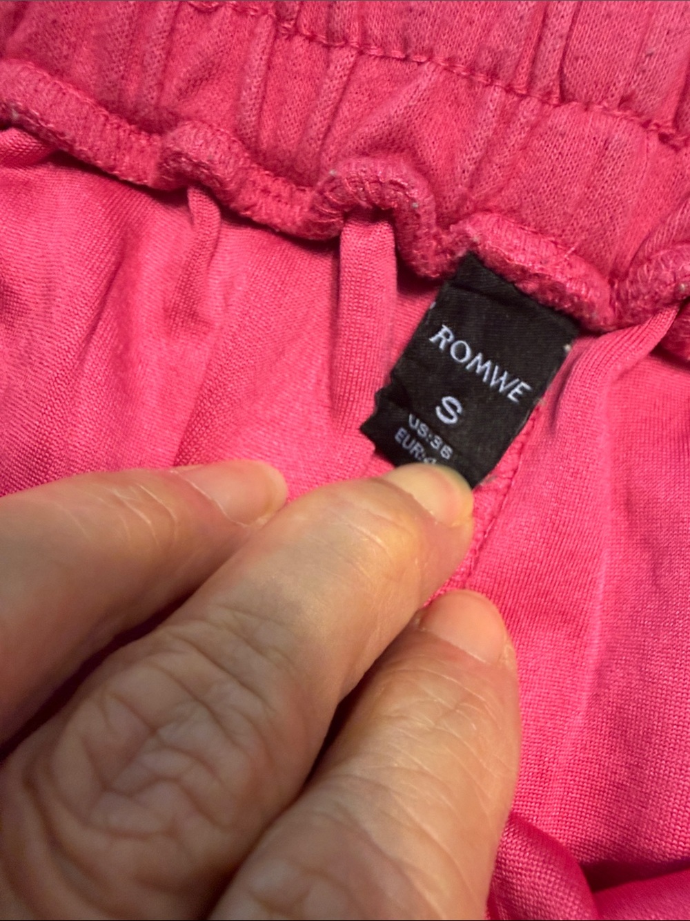 ROMWE Hot Pink Rhinestone Drawstring Athletic Shorts - Picture 5 of 5